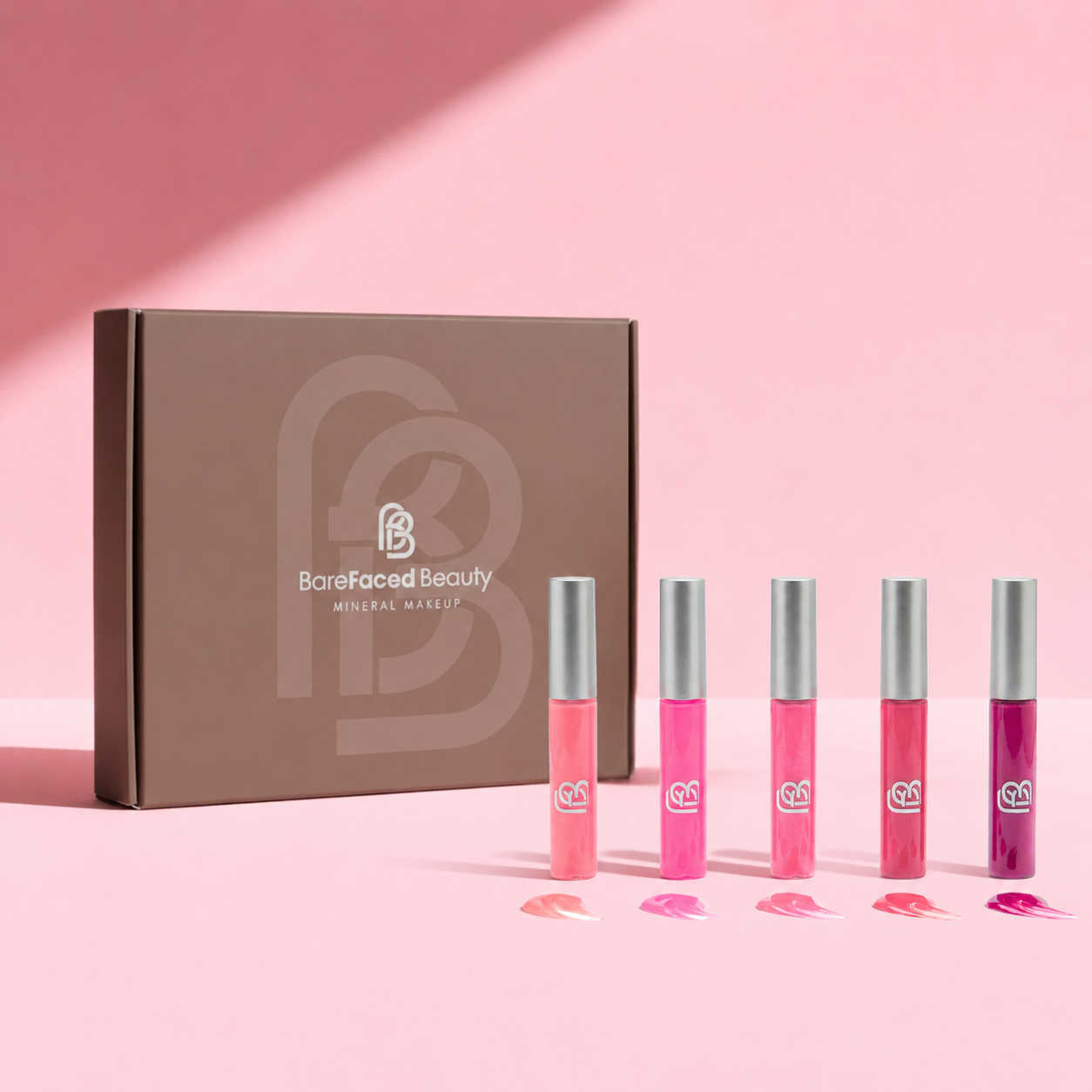 Natural Vegan Lip Gloss Set - Pretty In Pink BareFaced Beauty