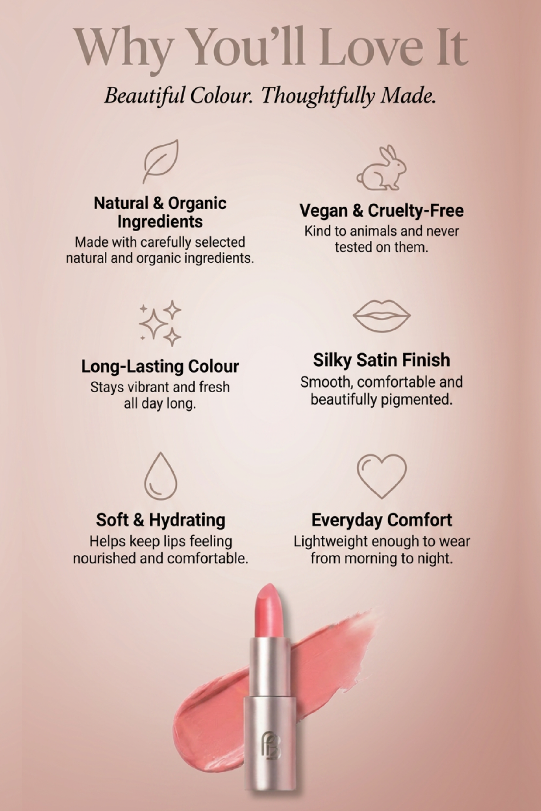 BareSatin - Natural Vegan Lipstick BareFaced Beauty